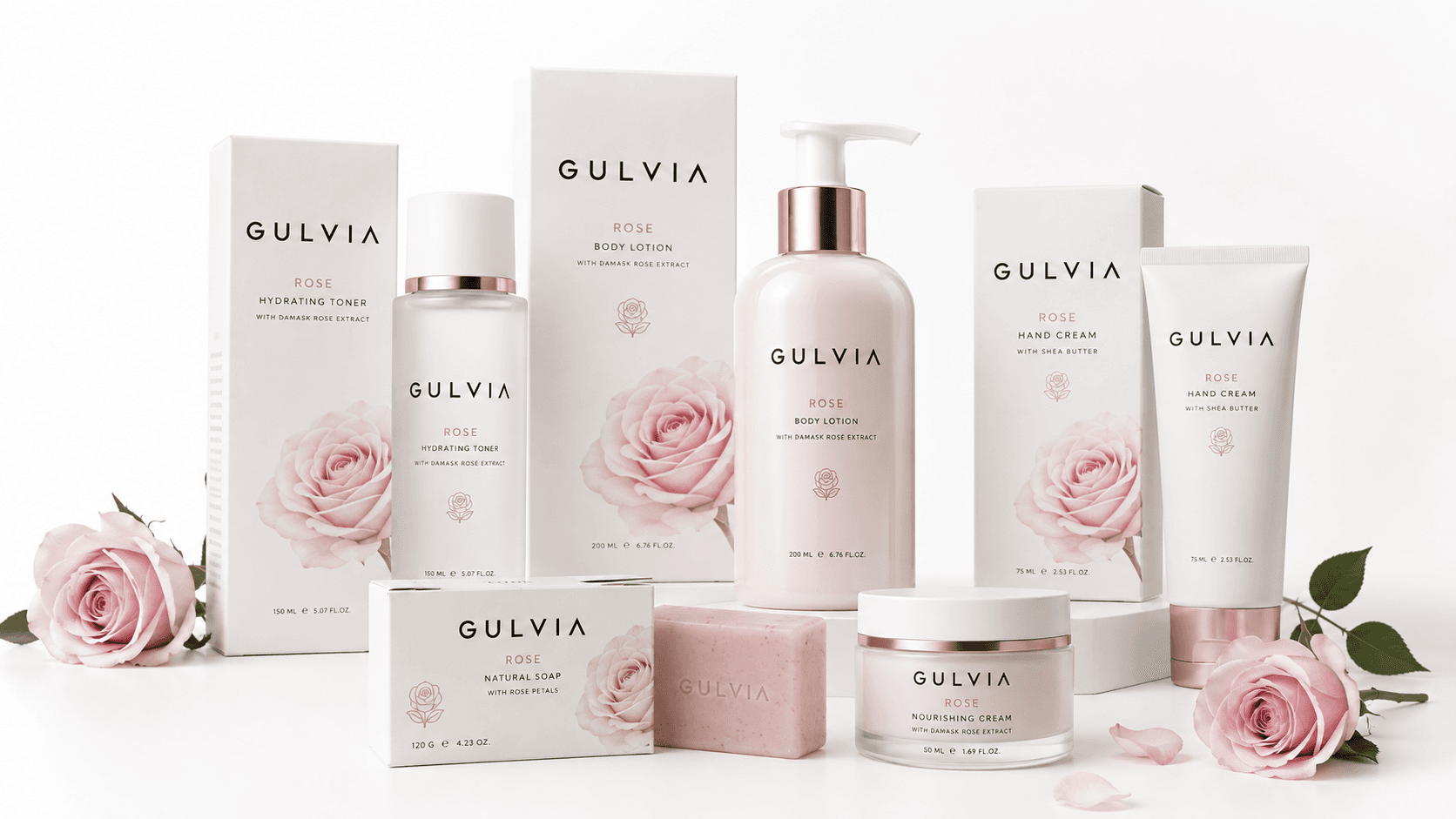 GULVIA gül odaklı bakım ürünlerinden oluşan ürün ailesi